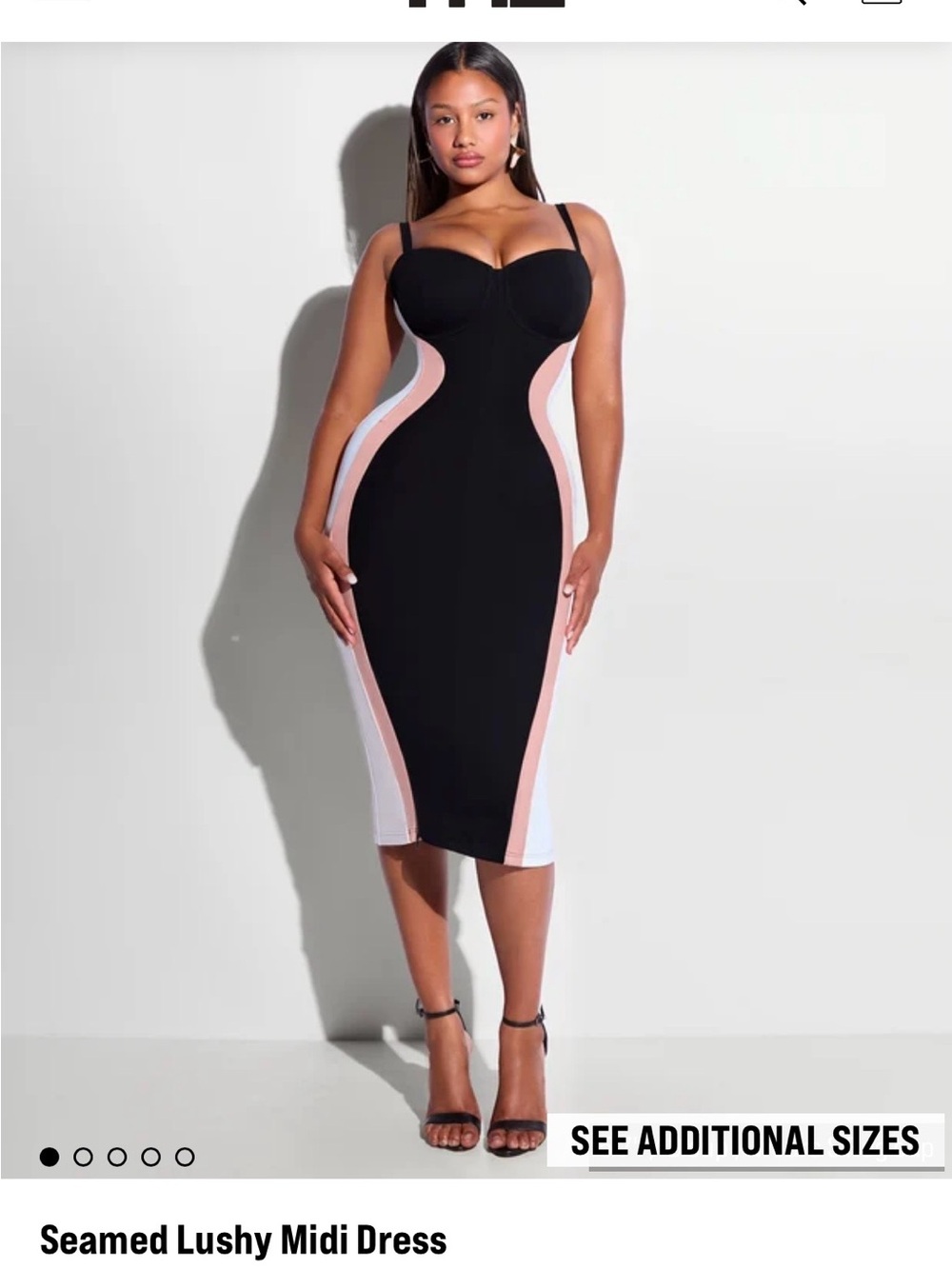 Ta3 Seamed Lushy Midi Dress - Contour Black/Rose/White